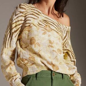 Pilcro Yellow and Brown Patterned Sweater